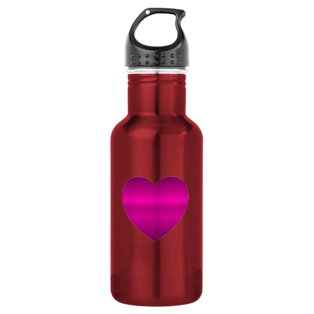 Garrafa Coração Rosa Brilhante (Frente)