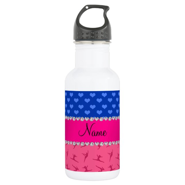 Garrafa Corações cor-de-rosa conhecidos personalizados do (Frente)