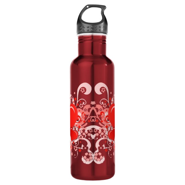 Garrafa Corações do Namorados Vermelho Retro-Rosa (Frente)