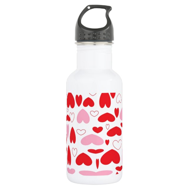 Garrafa Corações Vermelho E Rosa (Frente)