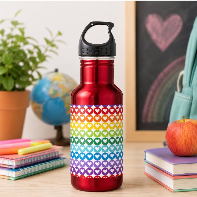 Garrafa Cores de Arco-Íris  | Fofos Materiais Escolares (Rainbow Colors | Cute Back to School Stainless Steel Water Bottle)