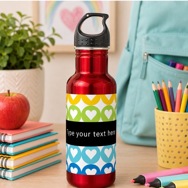 Garrafa Cores de Arco-íris  | Fofura de Volta às Aulas (Rainbow Colors | Cute Back to School Stainless Steel Water Bottle)