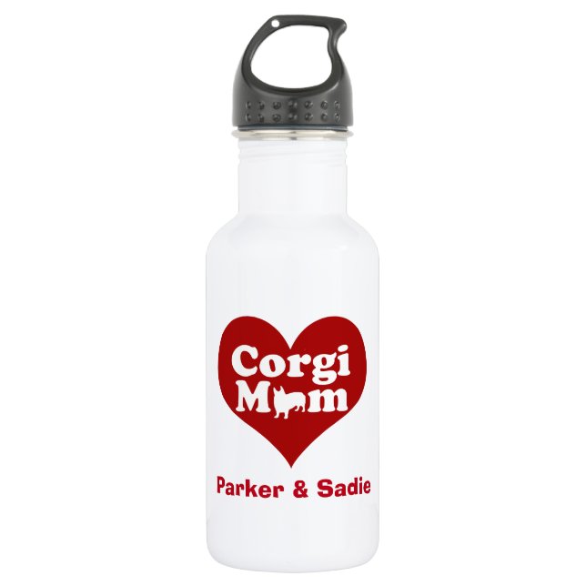 Garrafa Corgi Mãe Coração Vermelho Personalizado (Frente)