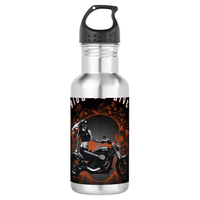 Garrafa Corrida para a vida - Menina Biker (Frente)