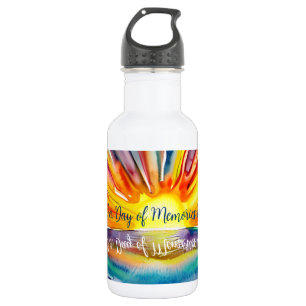 Garrafa Cotação e Watercolor Pôr do Sol sobre a Água