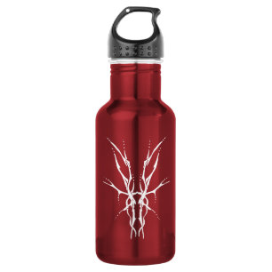 Garrafa Crânio de Veado Tribal Branco sobre Vermelho Desig