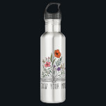 Garrafa Cresça a sua mente, Boho, flor selvagem e livro<br><div class="desc">Faça crescer sua mente Boho Maravilha e garrafa de água de aço inoxidável</div>