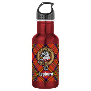 Garrafa Crest da Clan Hepburn sobre Tartan