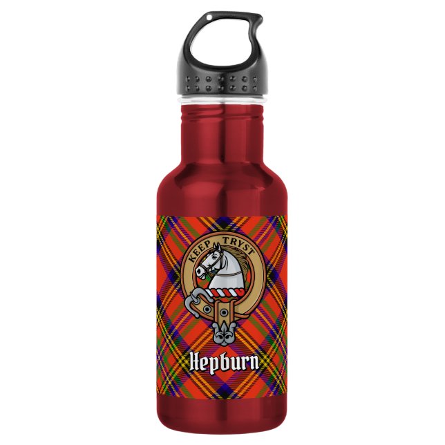 Garrafa Crest da Clan Hepburn sobre Tartan (Frente)