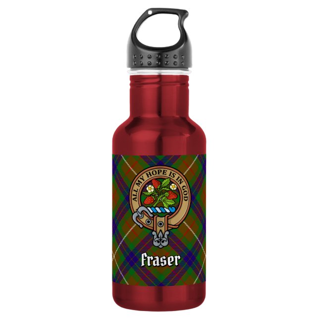 Garrafa Crest do clã Fraser sobre o tartan de caça (Frente)