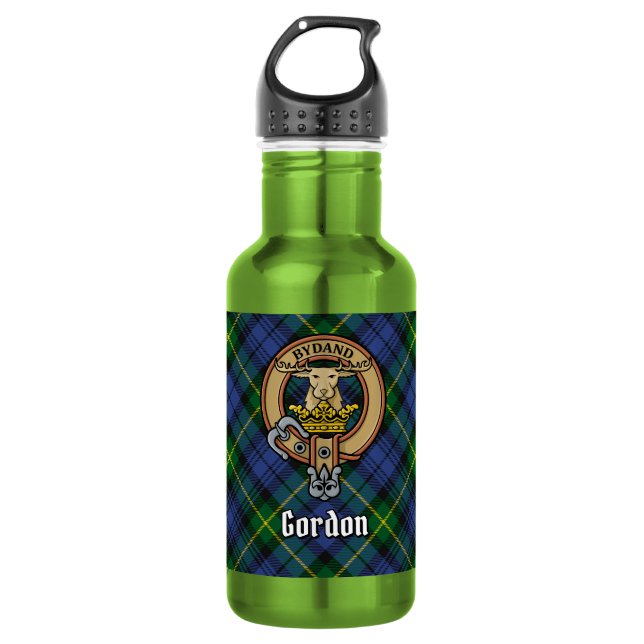 Garrafa Crest do Clã Gordon sobre Tartan (Frente)