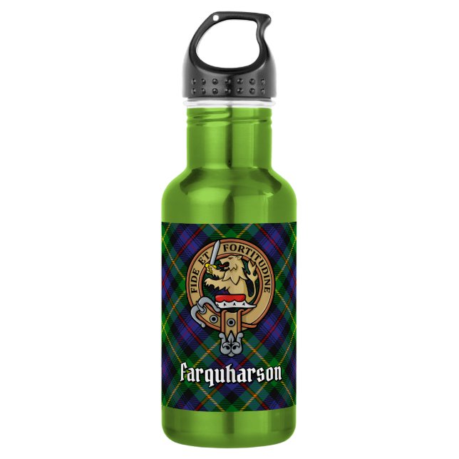 Garrafa Crista da Clan Farquharson sobre Tartan (Frente)