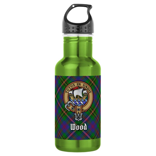 Garrafa Crista da Clan Wood sobre Tartan (Frente)