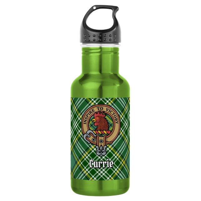 Garrafa Crista de Galo do Clã Currie sobre Tartan (Frente)