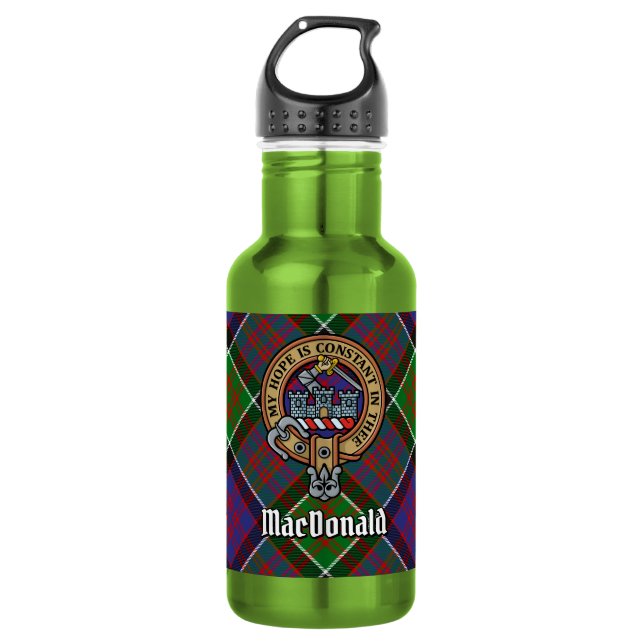 Garrafa Crista do Clã MacDonald de Clanranald sobre Tartan (Frente)