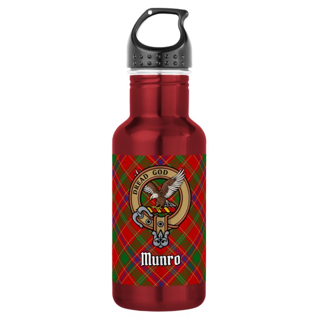 Garrafa Crista do Clã Munro sobre Tartan (Frente)