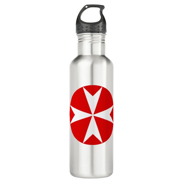 Garrafa Cross Of Malta v2 (branco a vermelho) (Frente)