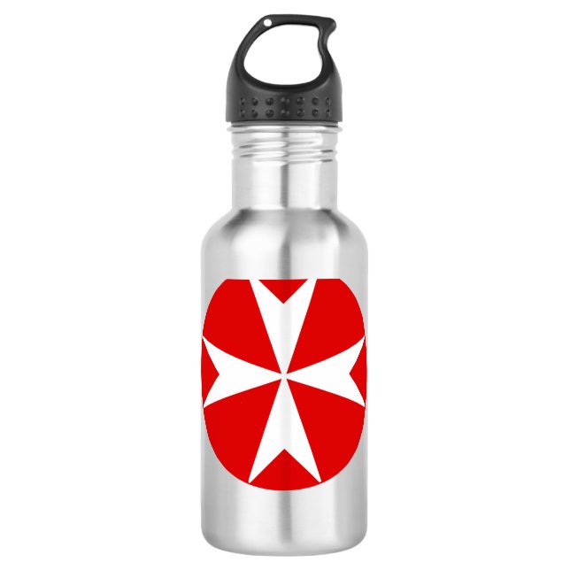 Garrafa Cross Of Malta v2 (branco a vermelho) (Frente)