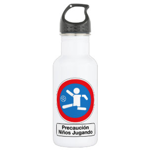 Garrafa Cuidado que joga crianças, sinal de tráfego,