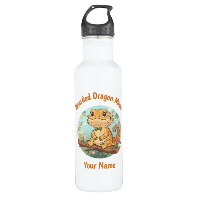 Garrafa Custom Bearded Dragon Mom Water Bottle (Frente)