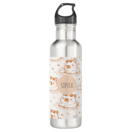 Garrafa Custom Name Cute Capybara With Sunglasses Kids