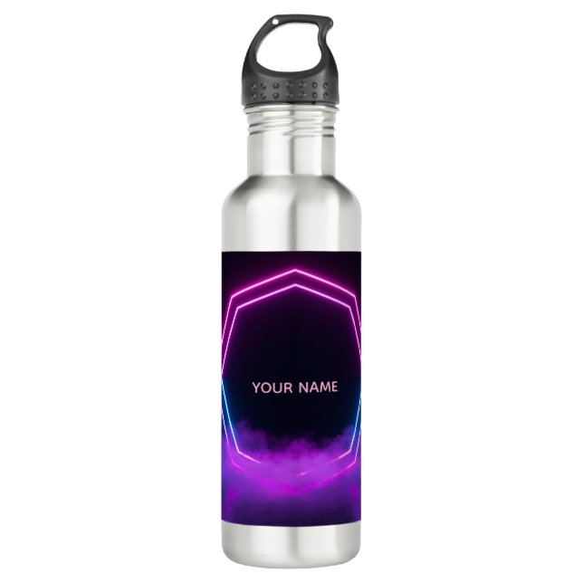 Garrafa Custom Name Retro 80s Neon Water Bottle (Frente)