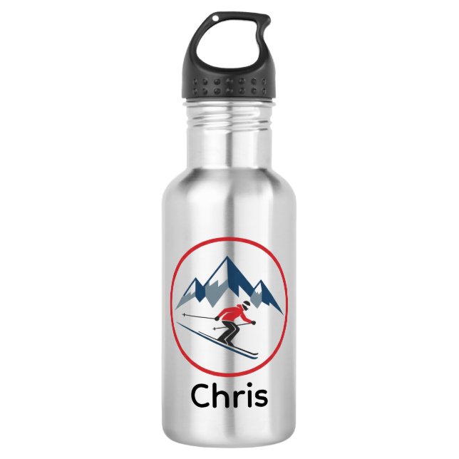 Garrafa Custom Stainless Steel Water Bottle – Downhill Ski (Frente)