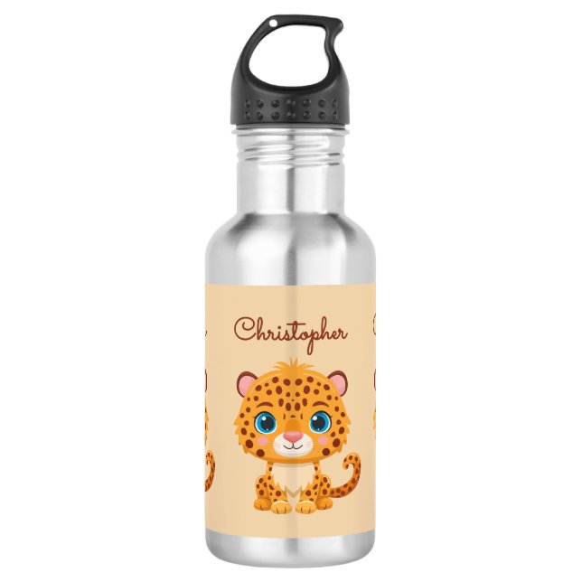 Garrafa Cute Baby Leopard Safari Animal Kids (Frente)