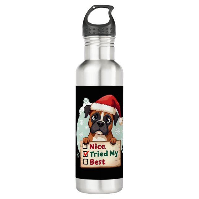Garrafa Cute Boxer dog Dog Christmas Nice Tried my Best  ( (Frente)