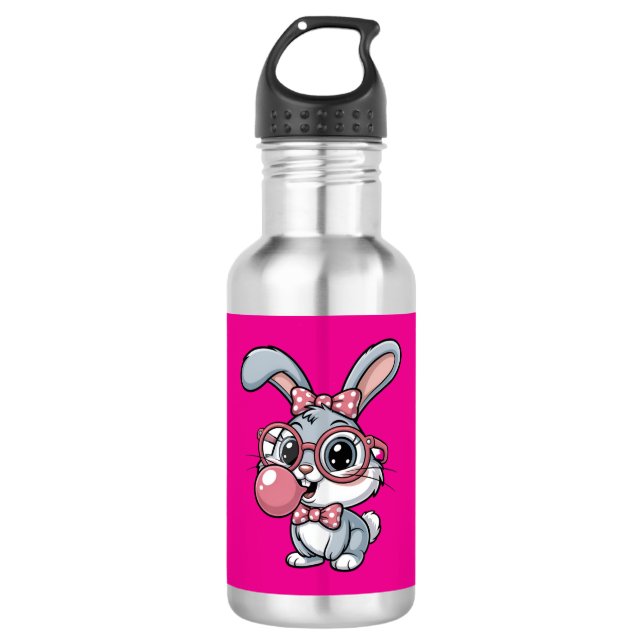 Garrafa Cute Bunny with Glasses Blowing Bubble Gum (Frente)