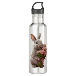 Garrafa “Cute Bunny with Pink Roses” Adorable Art Design