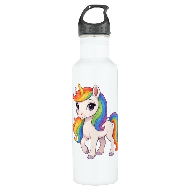 Garrafa Cute, Colorful Rainbow unicorn  (Frente)