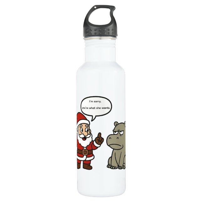 Garrafa cute, funny Santa and Hippo Christmas (Frente)