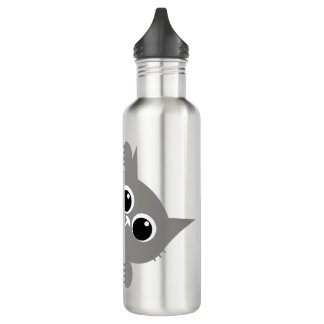 Garrafa Cute Gray Peeking Cat Design Water Bottle