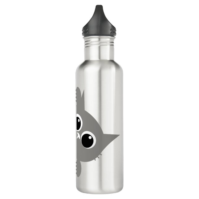 Garrafa Cute Gray Peeking Cat Design Water Bottle (Esquerda)