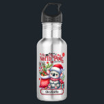 Garrafa Cute Koala Chirstmas Nome Personalizado<br><div class="desc">Garrafas de Água Feriada de Natal Personalizadas do Natal de Koala,  mostra um bonito Koala vestindo um chapéu e lenço de Papai Noel com um saco de Papais noeis. Perfeito para presentes de Natal,  festas de Natal e festas de Natal,  aniversários e muito mais. Criado pelo Evco Studio www.zazzle.com/store/evcostudio</div>