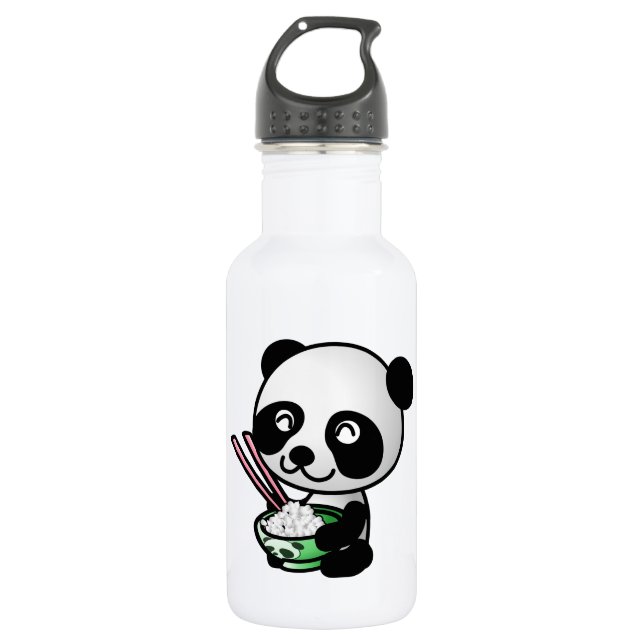 Garrafa Cute Panda Comendo Arroz de Boliche com Chopsticks (Frente)