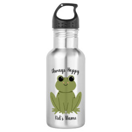 Garrafa Cute Personalized Frog Always Hoppy Kids Name