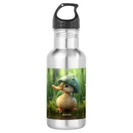 Garrafa Cute Whimsical Duck Mushroom Nome Personalizado