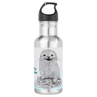 Garrafa Cute White Baby Sea Otter , Merry Christmas
