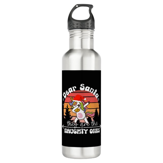 Garrafa Dabbing Unicorn Engraçado Natal (Frente)