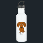 Garrafa Dachshund bonito com texto feito sob encomenda<br><div class="desc">A garrafa de água do amante do cão do Wiener</div>
