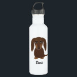 Garrafa Dachshund de Chocolate Longo com Texto Personaliza<br><div class="desc">Garrafa d'água do boro</div>