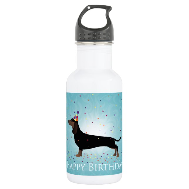 Garrafa Dachshund Happy Birthday Design (Frente)