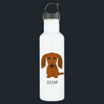 Garrafa Dachshund vermelho de cabelos compridos bonito com<br><div class="desc">A garrafa de água do amante do cão do Wiener</div>