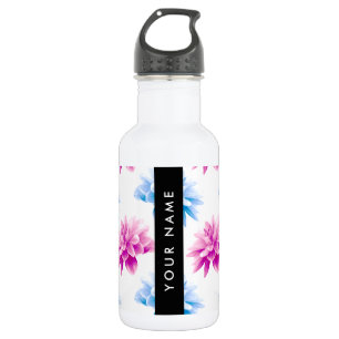Garrafa Dália Rosa e Azul, Padrão Floral, Seu Nome
