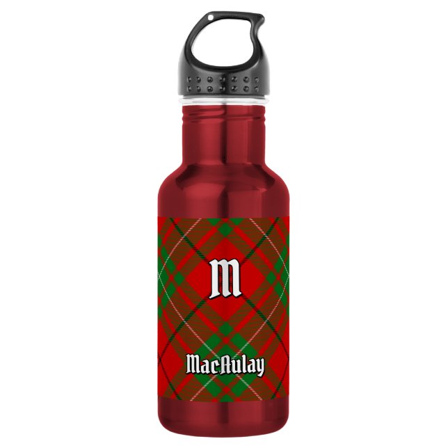 Garrafa de Aço com Tartan do Clã MacAulay (Frente)