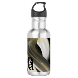 Garrafa de água Abstrato Art preto branco Dourado