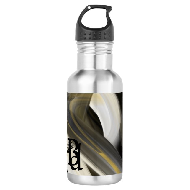 Garrafa de água Abstrato Art preto branco Dourado (Frente)