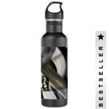 Garrafa de água Abstrato Art preto branco Dourado